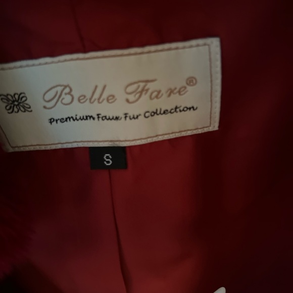 Cropped Belle Fare Fur Jacket - Deep Red - Picture 5 of 5